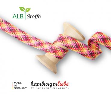 Twist ME Check Flachkordeln Shine flamme-curry-colza-ortensia-bordeaux-gold 24mm